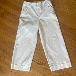 SPANX Crop White Pants with Buttoned Pockets
